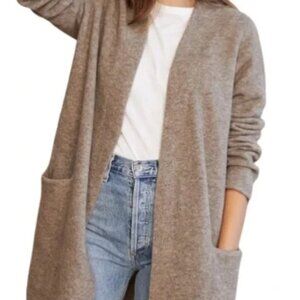 Jenni Kayne Merino Wool Blend Open Front Cardigan Sweater Coat Oatmeal Size M